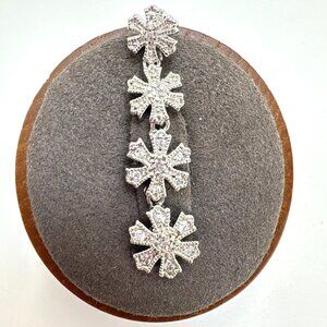 Sterling Silver 925 Snowflake Flower CZ Line Pendant Small Pendant Bail 1.5" L